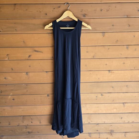 Sweaty Betty Ace Dress Racerback Tank Midi Black High Low Flowy Mesh Large Goth - Picture 2 of 5